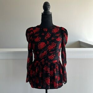 Zara chiffon long sleeve blouse